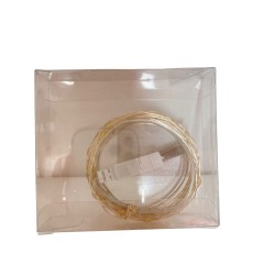 Cable plateado con 50 LEDs USB (blanco cálido)