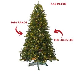 Árbol de Navidad Iluminado LED de 210cm (1424 ramas)