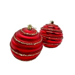 Bola Roja Con Lineas 10Cm Set De 2 EB528
