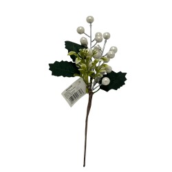 Pick Navideño De Bolitas Blancas De 29Cm