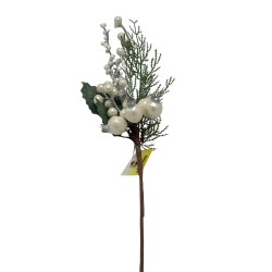 Pick Navideño De Bolitas Blancas De 45Cm