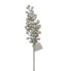 Pick Navideño De Moras Blancas Artificiales De 50Cm