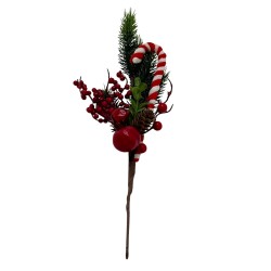 Pick Navideño De Bengala Y Moras Artificiales De 34Cm