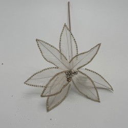 Flor Navideña Tipo Cardinal Dorada De 40Cm