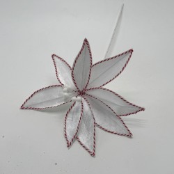 Flor Navideña Tipo Cardinal Blanca De 40Cm