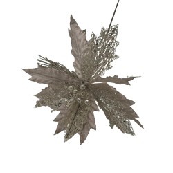 Flor Navideña Tipo Cardinal Dorada De 40Cm