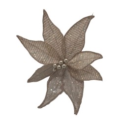 Flor Navideña Tipo Cardinal Dorada De 40Cm