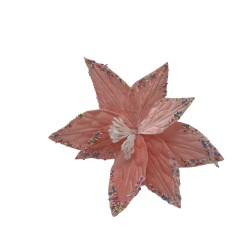 Flor Navideña Tipo Cardinal Rosada De 40Cm