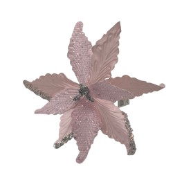 Flor Navideña Tipo Cardinal Rosada De 40Cm