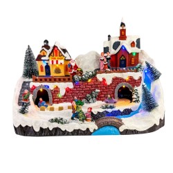 Villa Navideña Con Casas Y Carritos