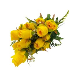 Bouquet De 18 Rosas Artificiales En Boton De 62Cm