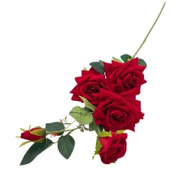 Vara De 5 Rosas Rojas Artificiales De 88Cm
