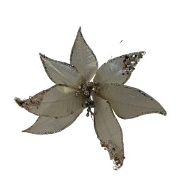 Flor Artificial De Cardenal Dorado Navideño De 30Cm