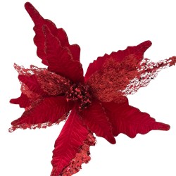 Flor Artificial De Cardenal Rojo Navideño De 50Cm