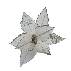 Flor Artificial De Cardenal Blanco Navideño De 30Cm