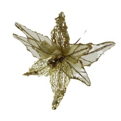 Flor Artificial De Cardenal Dorado Navideño De 30Cm